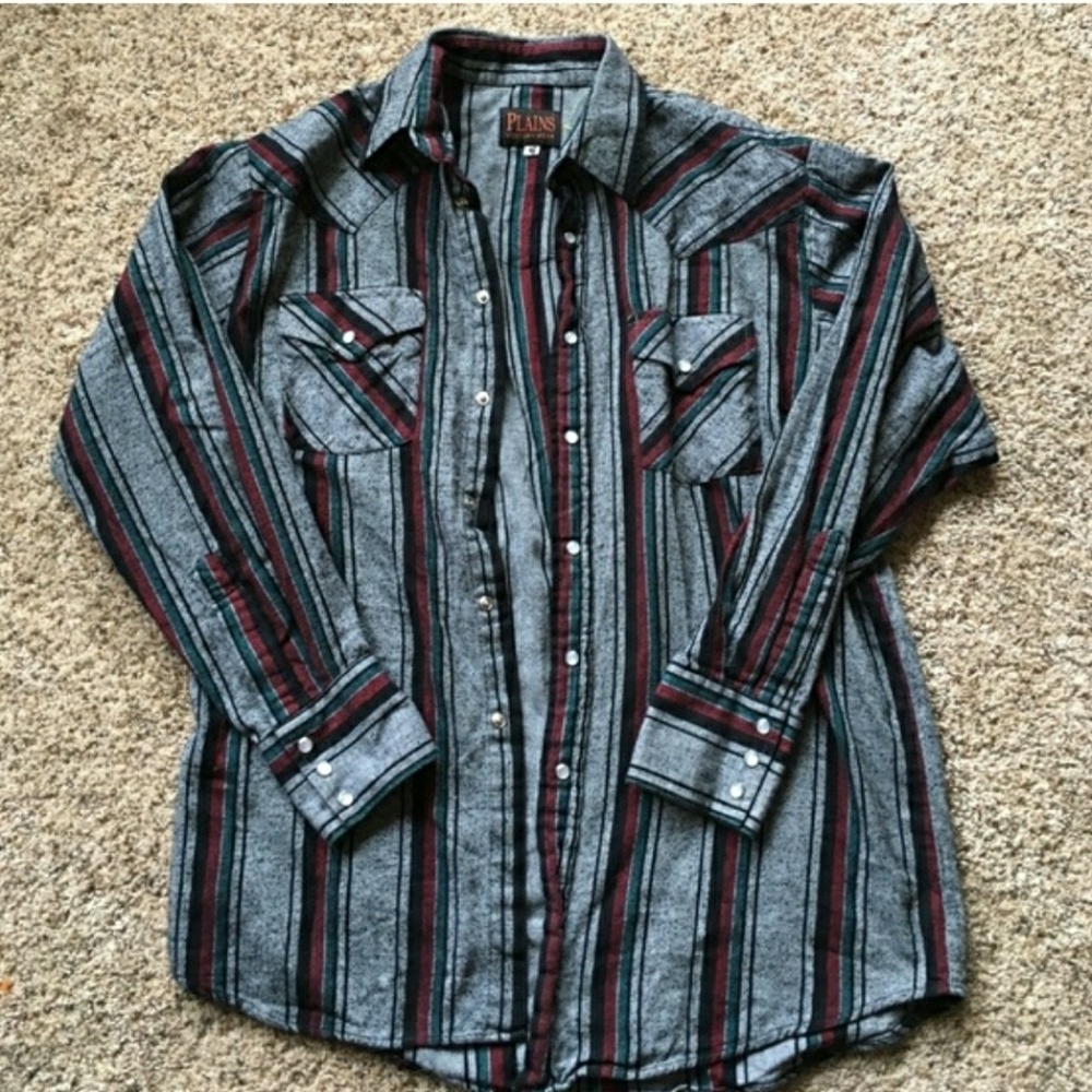 VINTAGE  Pearl snap flannel